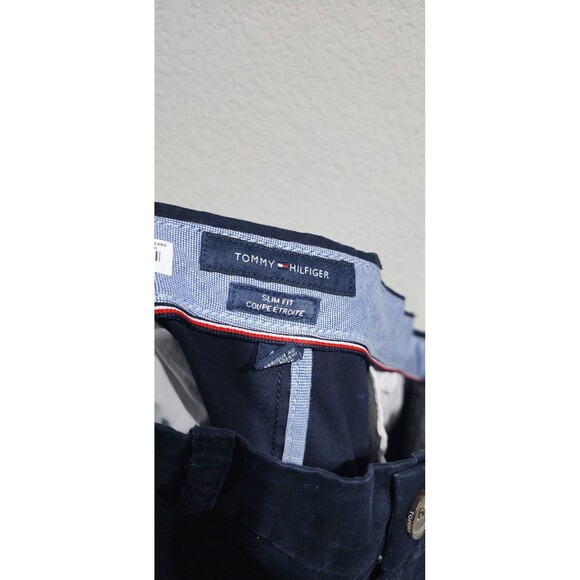 Tommy Hilfiger Pants Mens 42x30 Blue Chino Flat Front Straight Leg - Picture 10 of 16